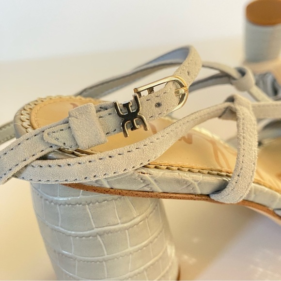 SAM EDELMAN Strappy Sandal Block Heel Daffodil Mineral Green Size 7.5 - Picture 3 of 8